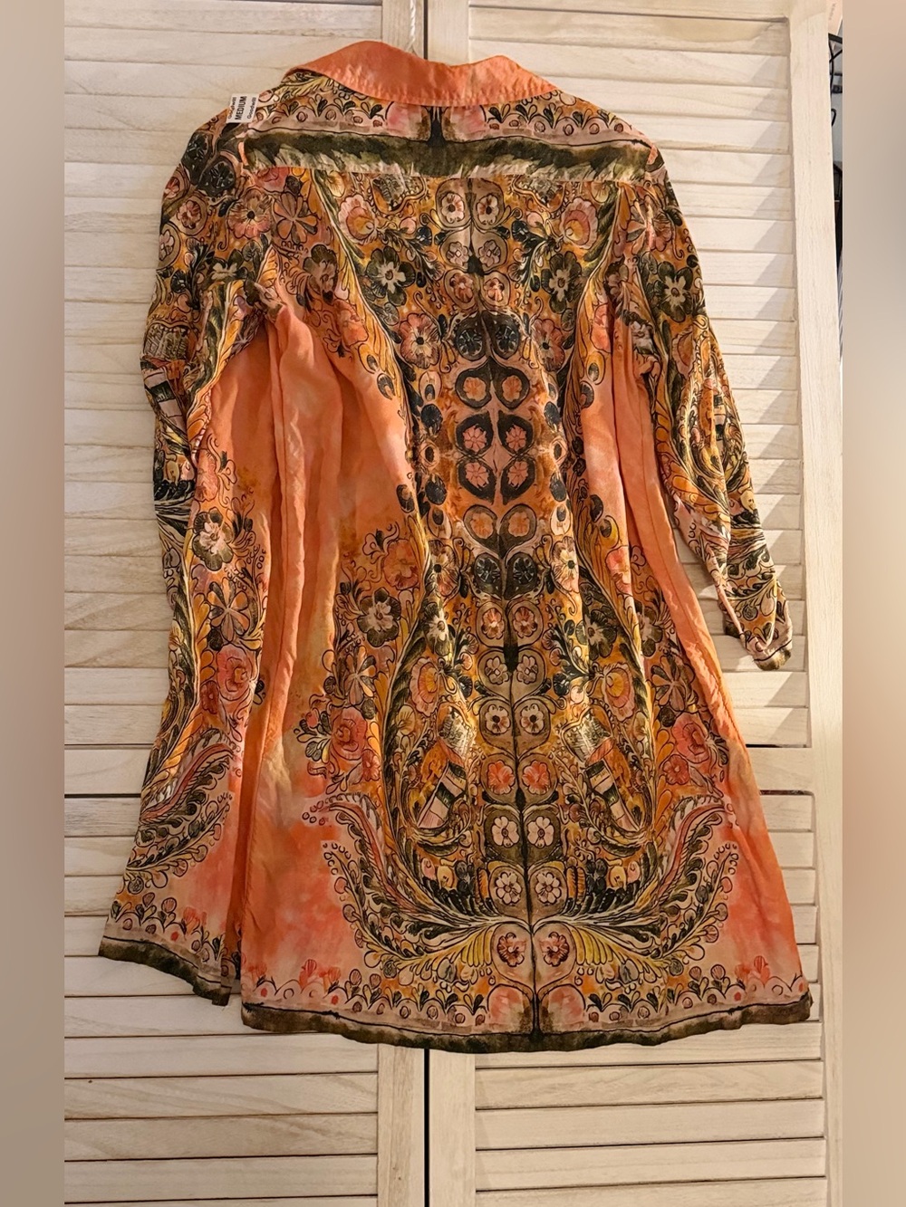 NATURAL LIFE Orange Paisley Button-Front Boho Tunic - Picture 5 of 11